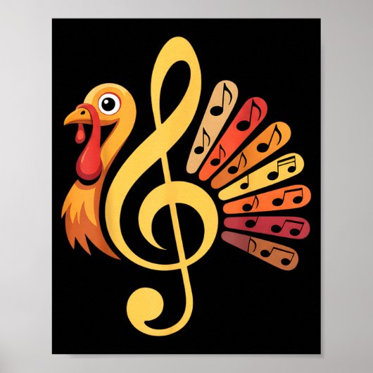 Music Note Symbol Turkey Teacher Fall Thanksgiving Poster (Vorne)
