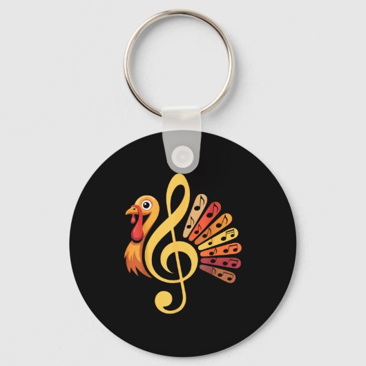 Music Note Symbol Turkey Teacher Fall Thanksgiving Schlüsselanhänger (Vorderseite)