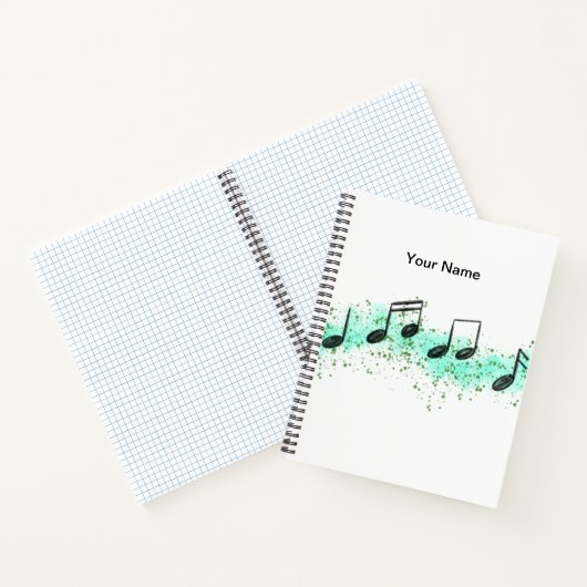 Music Notes Abstract Art Notebook - Aqua & Green Notizblock (Innenseite)