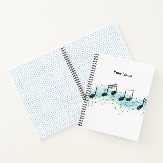 Music Notes Abstract Art Notebook - Blue & Green Notizblock (Innenseite)