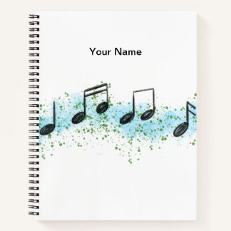 Music Notes Abstract Art Notebook - Blue & Green Notizblock