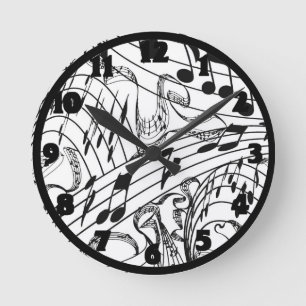 MUSIC NOTES-CLOCK RUNDE WANDUHR