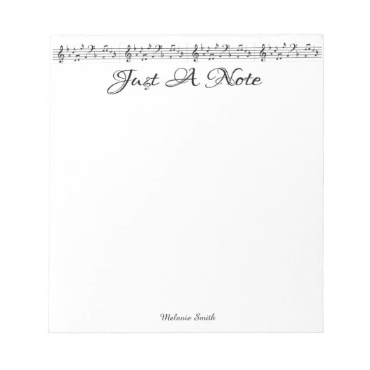 Music Notes Custom Name Notepad Notizblock (Vorderseite)
