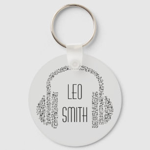 Music notes DJ headphones modern Schlüsselanhänger