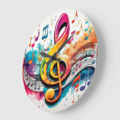 Music Notes Große Wanduhr (Winkel)