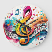 Music Notes Große Wanduhr (Vorderseite)
