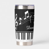 Music Notes Piano Personalized Black White Thermobecher (Vorderseite)