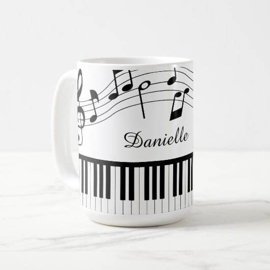 Music Notes Piano Personalized Custom Colors Kaffeetasse (Vorderseite Links)