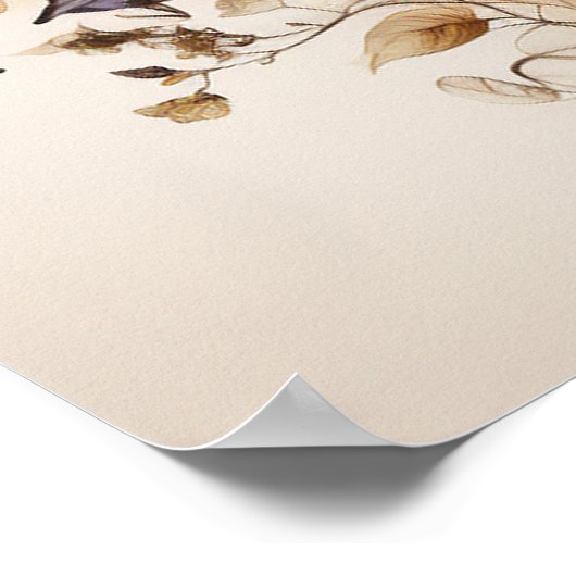 Music Notes Pretty Flowers Colorful Abstract Poster (Ecke)