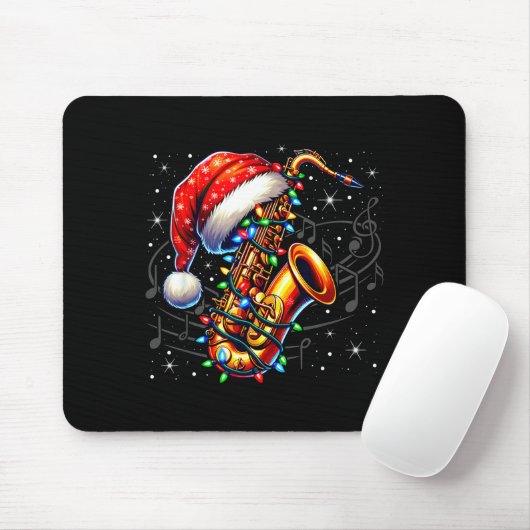 Music Notes Treble Clef Christmas Saxophone Jazz M Mousepad (Mit Mouse)