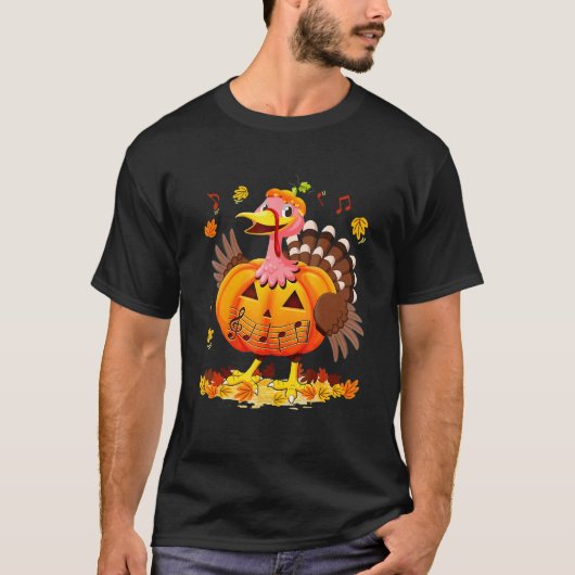 Music Notes Turkey Costume Pumpkin For Teacher Tha T-Shirt (Vorderseite)