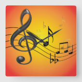 Music Notes Wall Clock Quadratische Wanduhr (Vorderseite)