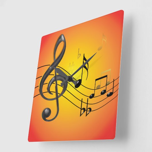 Music Notes Wall Clock Quadratische Wanduhr (Winkel)