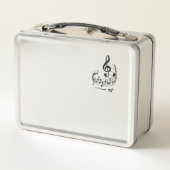 Music notes with treble clef on staff metall brotdose (Rückseite)