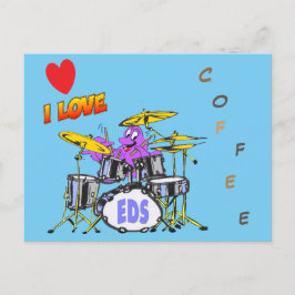 Music Octopus Cartoon Kaffee Lover Postkarte