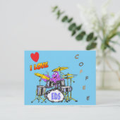Music Octopus Cartoon Kaffee Lover Postkarte (Stehend Vorderseite)