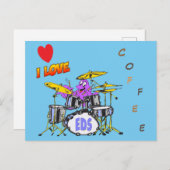 Music Octopus Cartoon Kaffee Lover Postkarte (Vorne/Hinten)