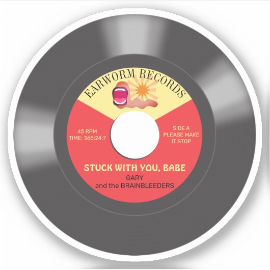 Music Ohrwürmer 45 Vinyl Single personalisiert Aufkleber (Vorderseite)