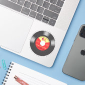 Music Ohrwürmer 45 Vinyl Single personalisiert Aufkleber (Laptop mit iPhone)