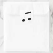 Music One Black Beam Note, Quadratischer Aufkleber (Tasche)