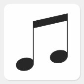 Music One Black Beam Note, Quadratischer Aufkleber (Vorderseite)