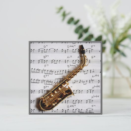 Music Party Saxophone Jazz Individuelle Einladung (Stehend Vorderseite)