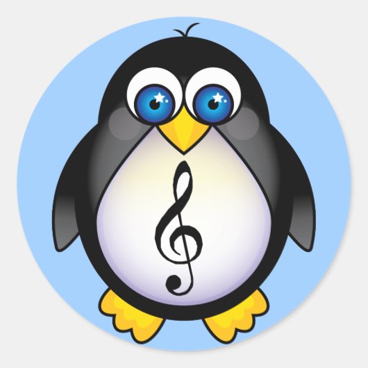 Music Penguin Treble Clef Runder Aufkleber (Vorderseite)