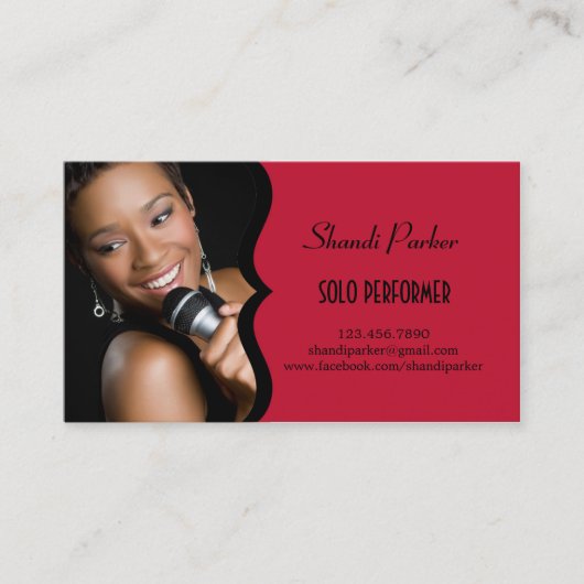 Music Performer Elegantes Foto Business Card Visitenkarte (Vorderseite)