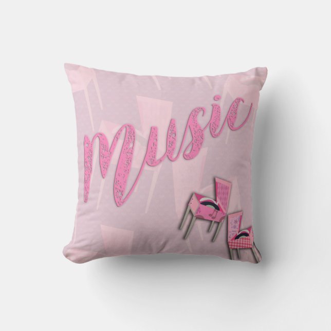 Music Pink Retro Kissen (Vorderseite)