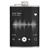 Music Player Artist und Song Personalisiert Black Flachmann (Vorderseite)