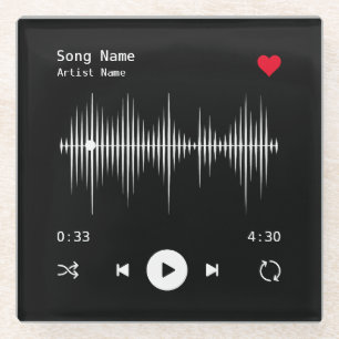 Music Player Artist und Song Personalisiert Black Glasuntersetzer