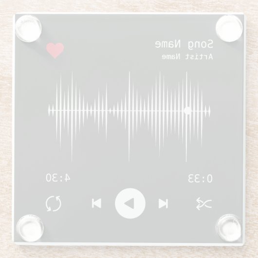 Music Player Artist und Song Personalisiert Black Glasuntersetzer (Rückseite)