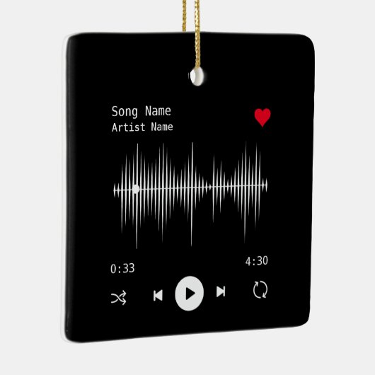 Music Player Artist und Song Personalisiert Black Keramikornament (Rechts)