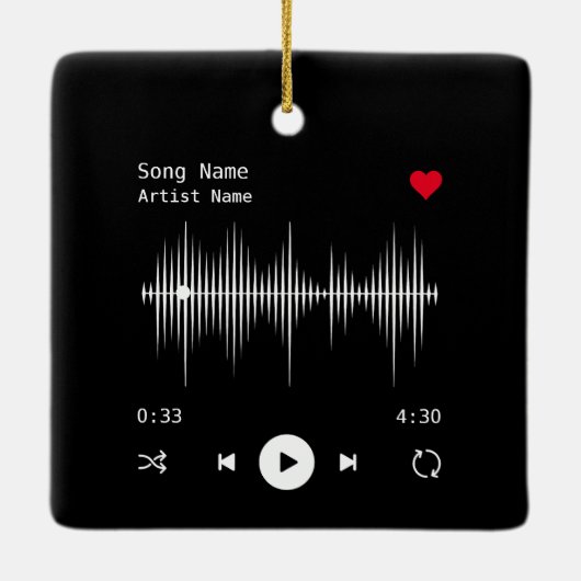 Music Player Artist und Song Personalisiert Black Keramikornament (Rückseite)