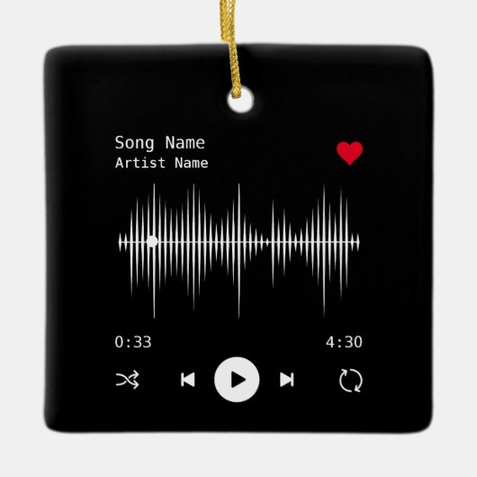 Music Player Artist und Song Personalisiert Black Keramikornament (Vorderseite)