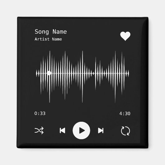 Music Player Artist und Song Personalisiert Black Magnet (Vorne)