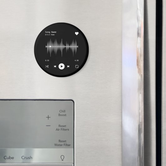 Music Player Artist und Song Personalisiert Black Magnet (In Situ (Kühlschrank))