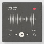 Music Player Artist und Song Personalisiert Black Steinuntersetzer (Vorderseite)