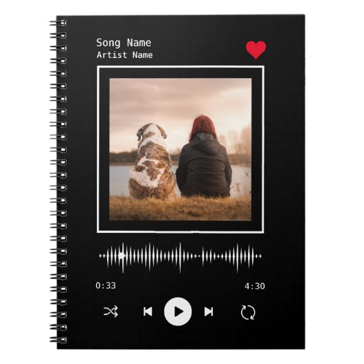 Music Player Artist und Song Personalisiertes Foto Notizblock (Vorderseite)