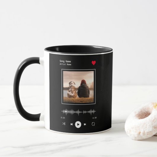 Music Player Artist und Song Personalisiertes Foto Tasse (Mit Donut)