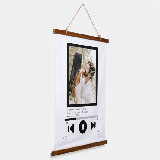 Music Player Foto Personalisiert Wandteppich Mit Holzrahmen (Gewinkelt)