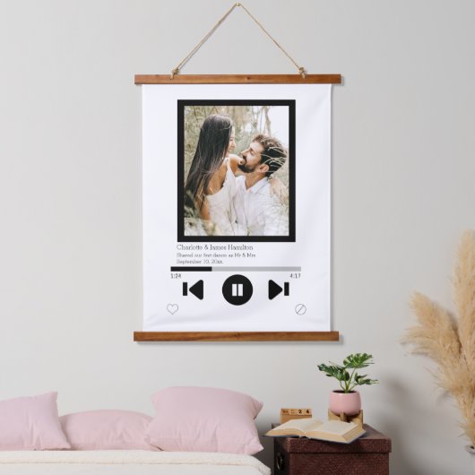 Music Player Foto Personalisiert Wandteppich Mit Holzrahmen (Schlafzimmer)