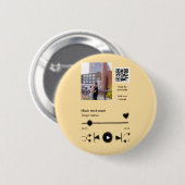 Music player personalized couple love q r code tex button (Vorne & Hinten)