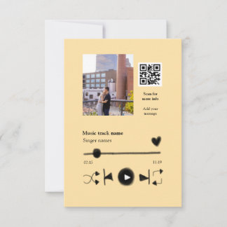Music player personalized couple love q r code tex dankeskarte