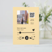 Music player personalized couple love q r code tex dankeskarte (Stehend Vorderseite)