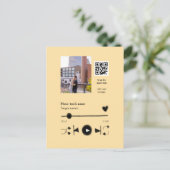 Music player personalized couple love q r code tex postkarte (Stehend Vorderseite)