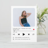 Music Player Song Modernes Foto Abschluss 2024 Einladung (Stehend Vorderseite)