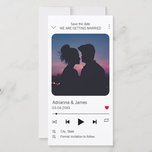 Music Player Unique Song Foto Save The Date (Vorderseite)