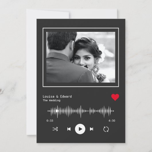 Music Player Wedding Einladung (Vorderseite)