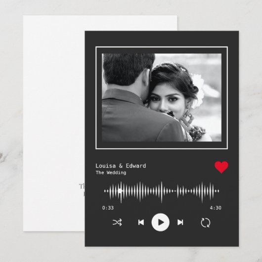 Music Player Wedding Einladung (Vorne/Hinten)
